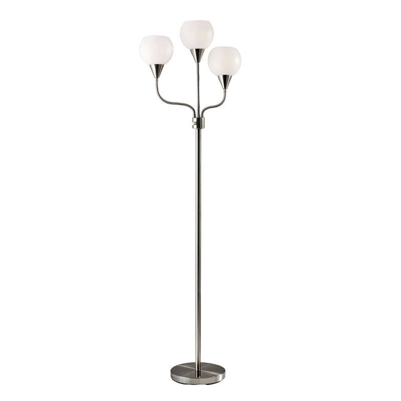 Arcadian 65.5" Adjustable Multi-Head White & Steel Floor Lamp