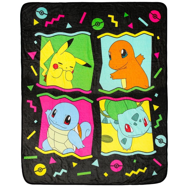 Pokemon 90's Character Multicolor Fleece Throw Blanket 46' x 60'