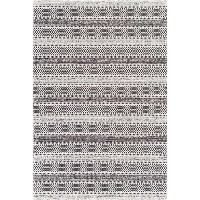 Stone Black and Cream 7'10" x 10'2" Hand-Knotted Wool Area Rug