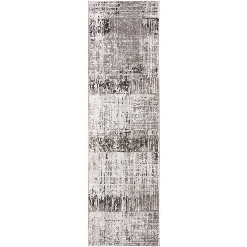 Modern Abstract Swirls Grey/Dark Grey Synthetic Area Rug