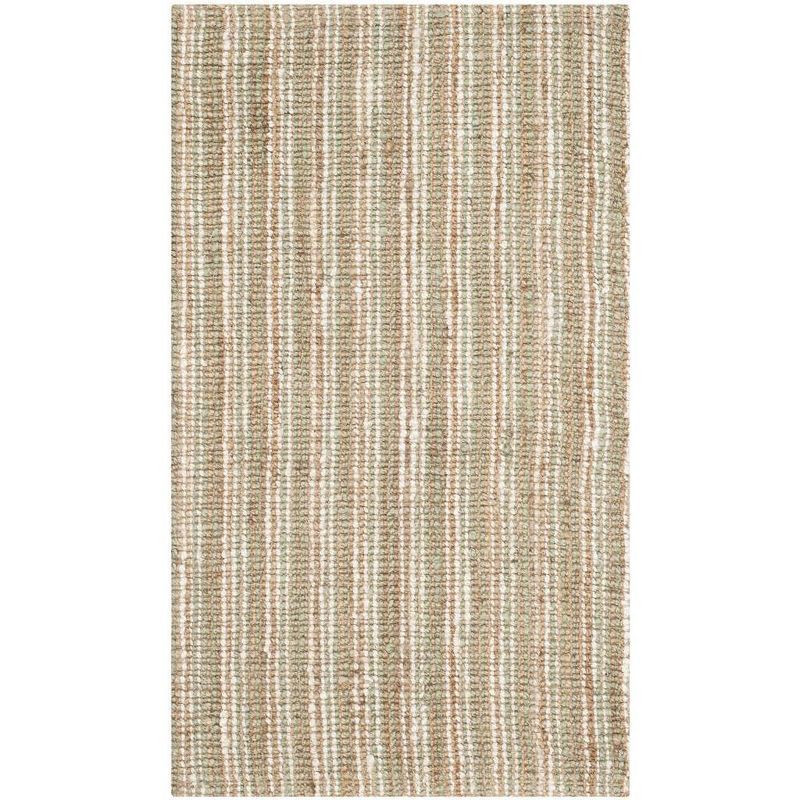 Sage & Natural Hand-Knotted Wool Rectangular Rug 3' x 5'