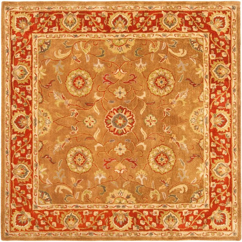 Heritage Beige and Rust Hand-Tufted Wool Round Area Rug