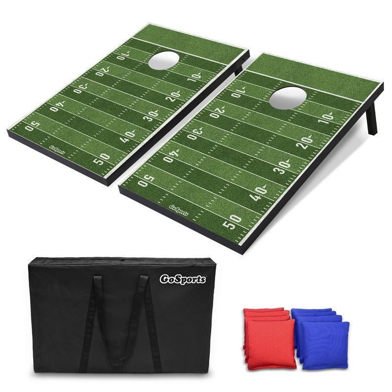 GoSports Football Field Cornhole Set with Bean Bags and Case