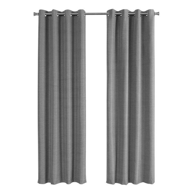 Gray Blackout Grommet Polyester Curtain Panels, 52" x 84"