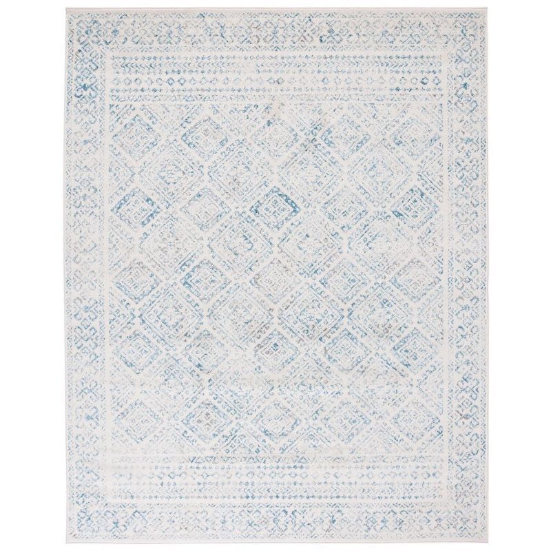 Ivory and Turquoise Hand-Knotted Synthetic 8' x 10' Area Rug