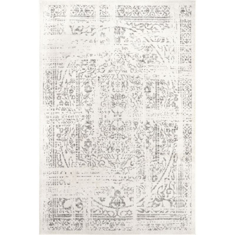 Elegant Gray 8x10 Synthetic Traditional Area Rug