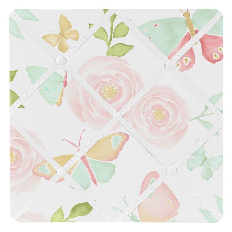 Blush Pink and Mint Butterfly Floral Fabric Memo Board