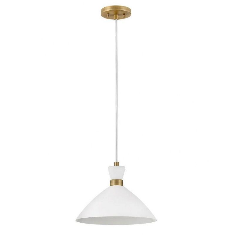 Lark Simon Matte White and Heritage Brass LED Bowl Pendant