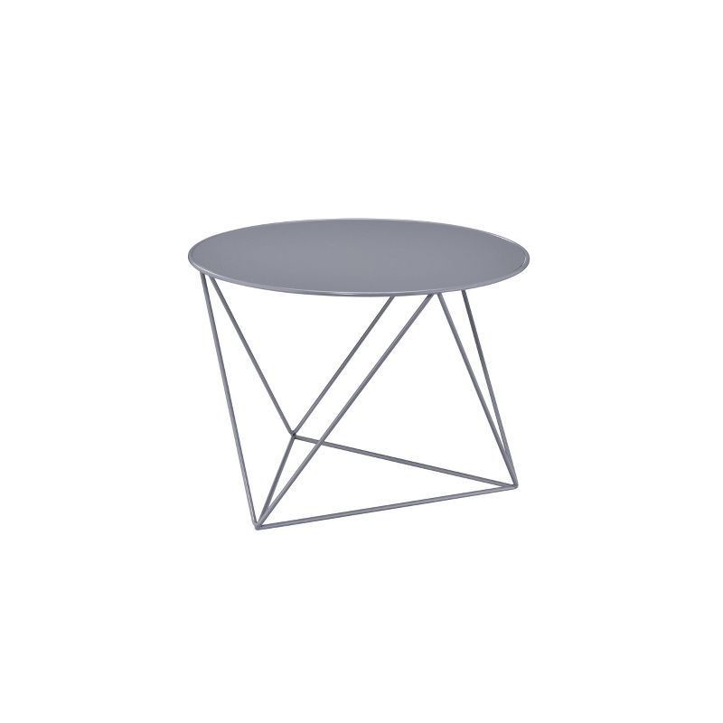 Modern Geometric Round Metal Accent Table in Gray