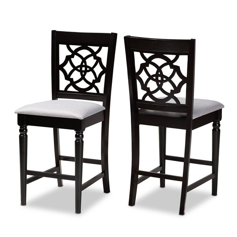 Arden Espresso Brown and Gray Upholstered Wood Counter Stool Set