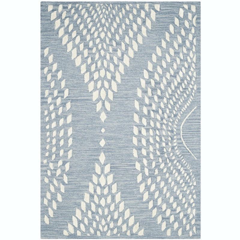 Elysian Blue & Ivory Hand-Tufted Wool Rectangular Rug - 3' x 5'