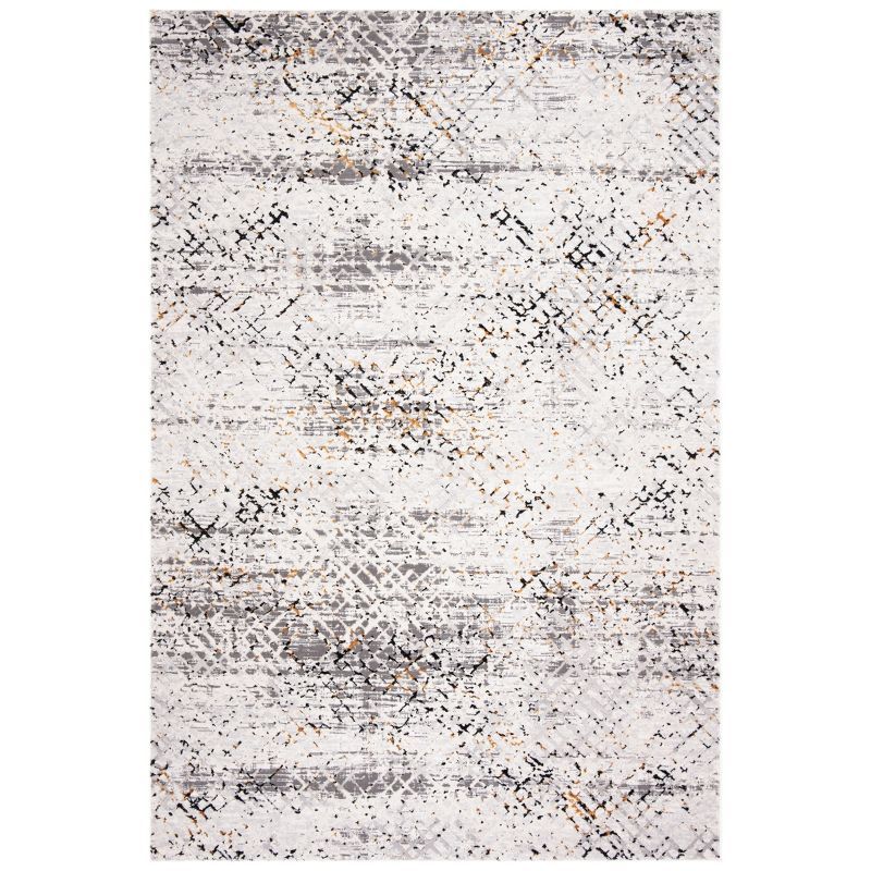 Cream and Charcoal Abstract Hand-knotted Rectangular Area Rug