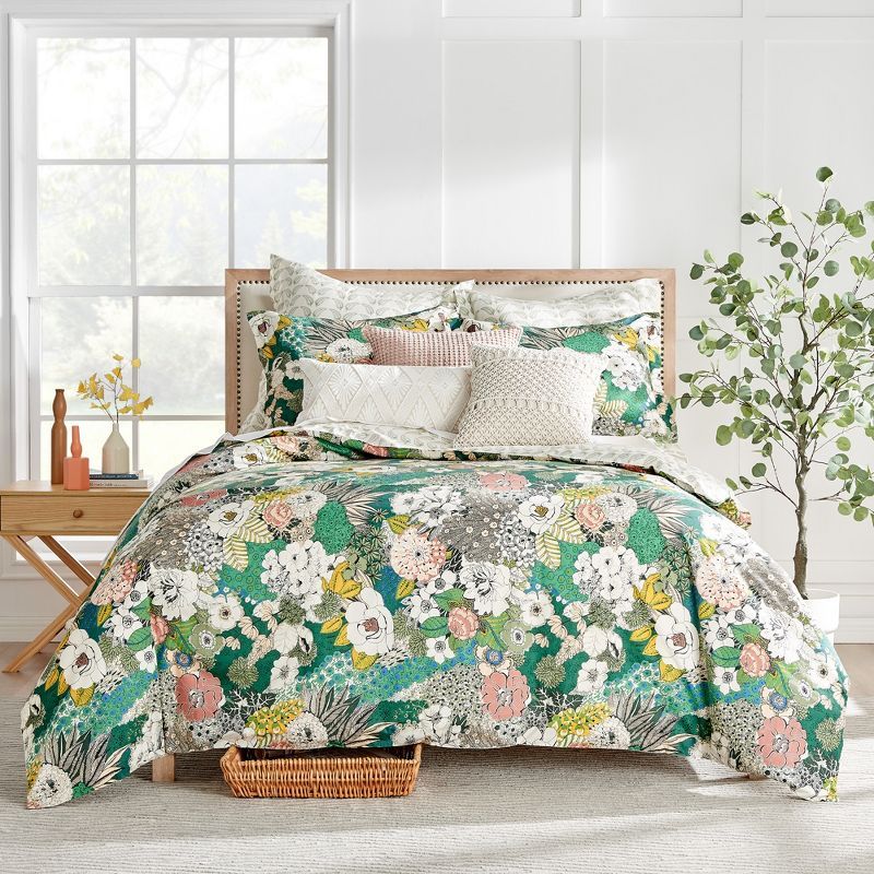 Twin XL Colorful Cotton Floral Print Duvet Cover