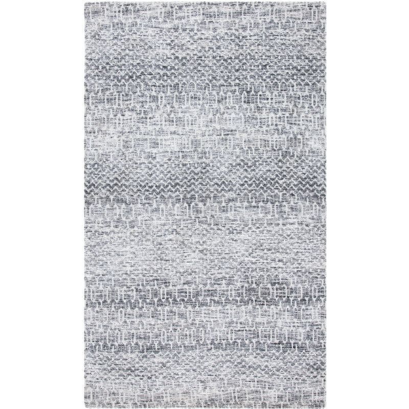 Gray Hand-Tufted Wool Rectangular Area Rug 4' x 6'