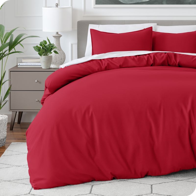 King/California King Red Ultra-Soft Microfiber Duvet Cover Set