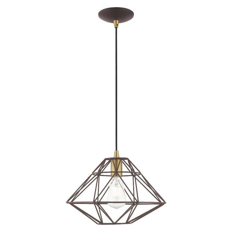 Bronze Geometric Mini Pendant Light for Indoor/Outdoor Use