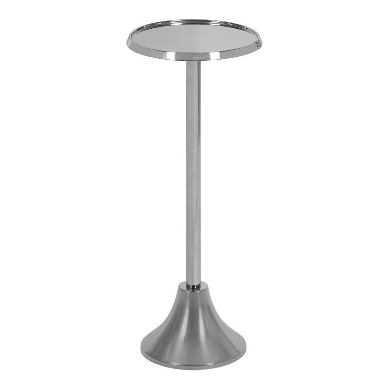 Elegant Sanzo Silver Metal Round Pedestal Side Table