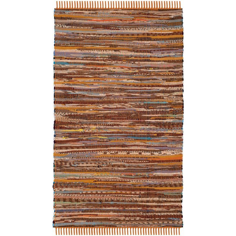 Multicolor Striped Cotton Flat Woven Area Rug