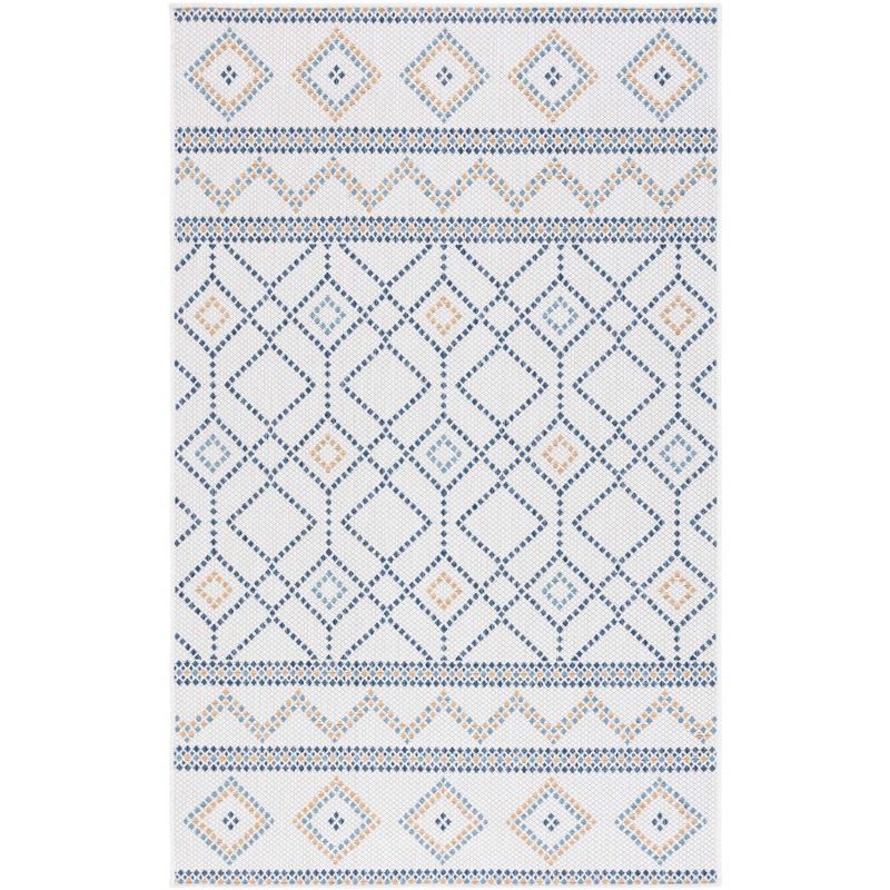Ivory Synthetic Easy-Care Rectangular Indoor/Outdoor Rug