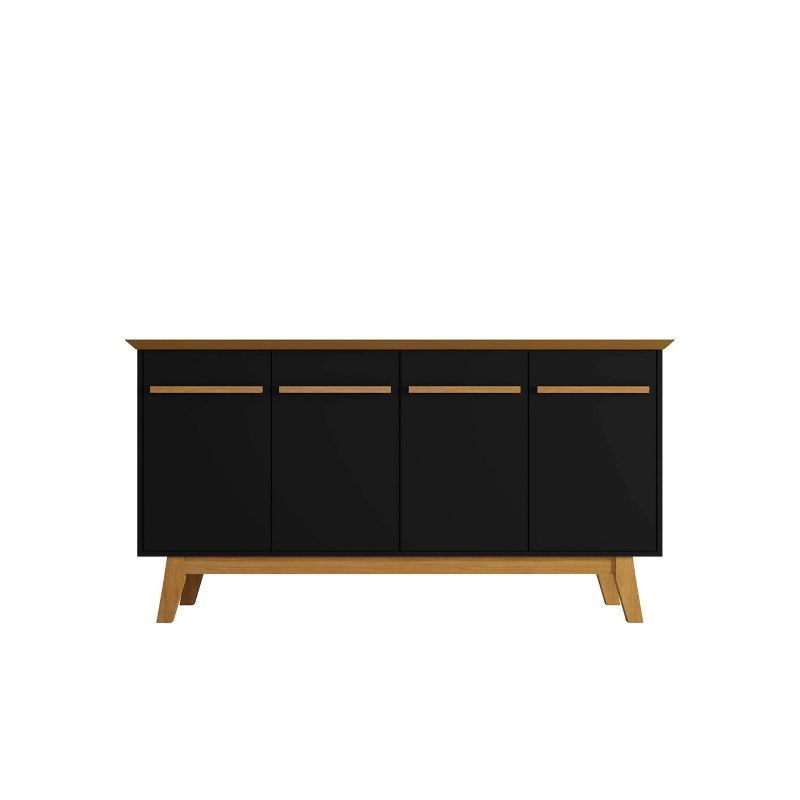 Yonkers 63" Black and Cinnamon Mid-Century Modern Sideboard