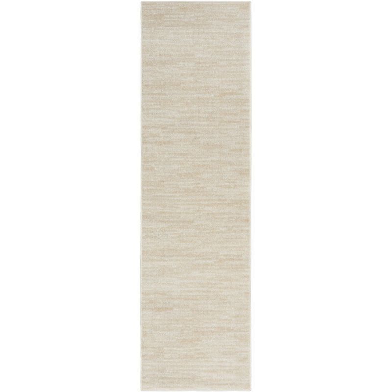 Elegant Ivory-Beige 26"x7'6" Reversible Indoor/Outdoor Area Rug