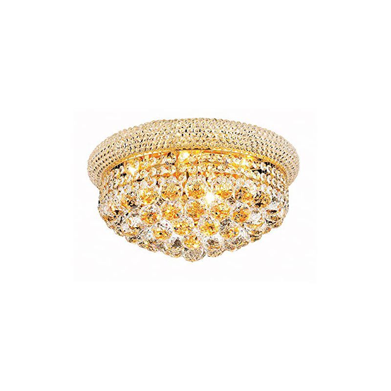 Gold Royal Cut Crystal Flush Mount Chandelier