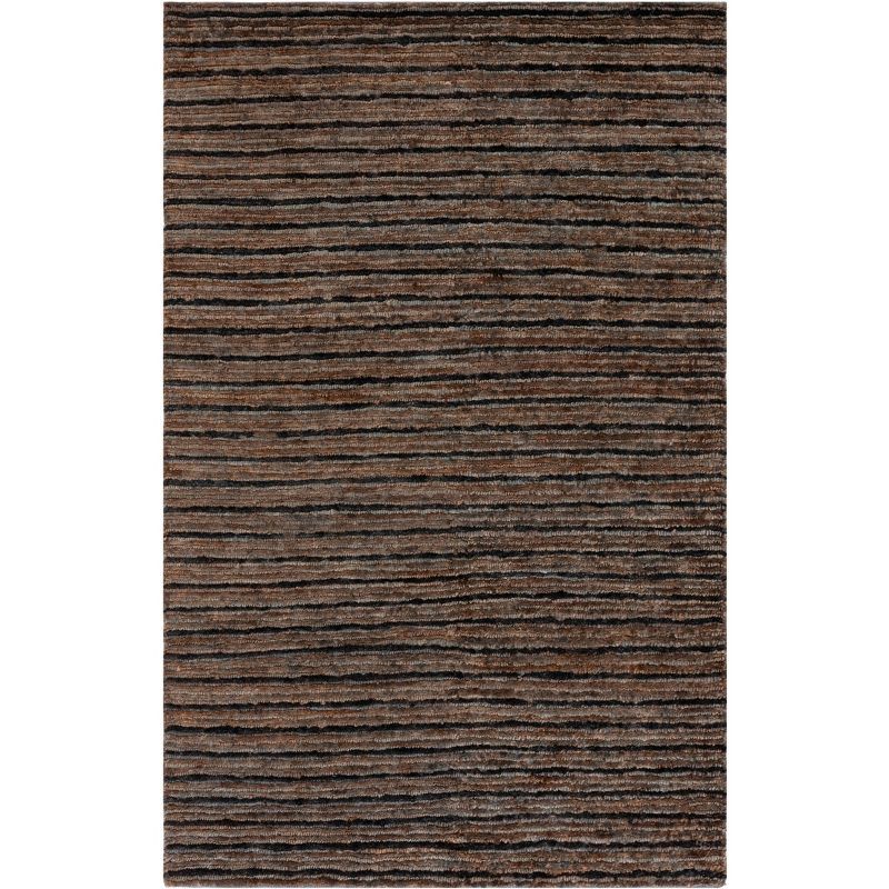 Lustrous Sheen Charcoal Hand-Knotted Jute 4' x 6' Area Rug