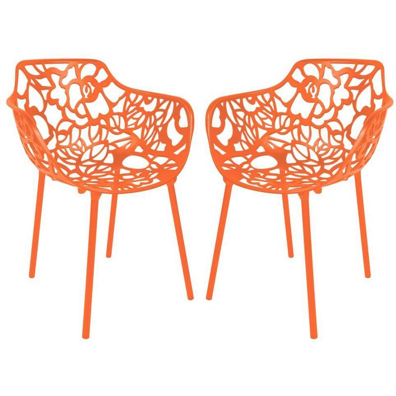 Devon 22" Orange Aluminum Modern Outdoor Dining Chair Set