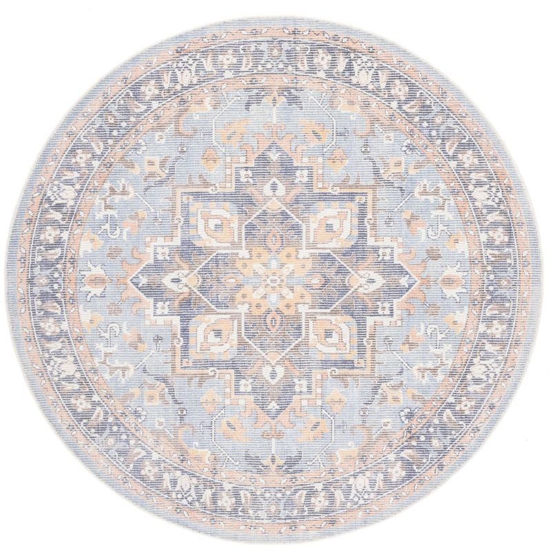 Hand-Tufted Light Blue Wool and Silk Round Rug