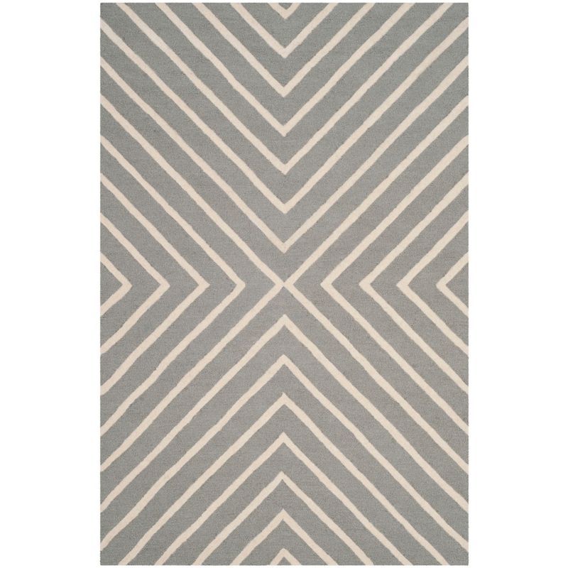 Hand-Tufted Wool Kids Rug in Grey/Ivory, 4' x 6' - Reversible Design