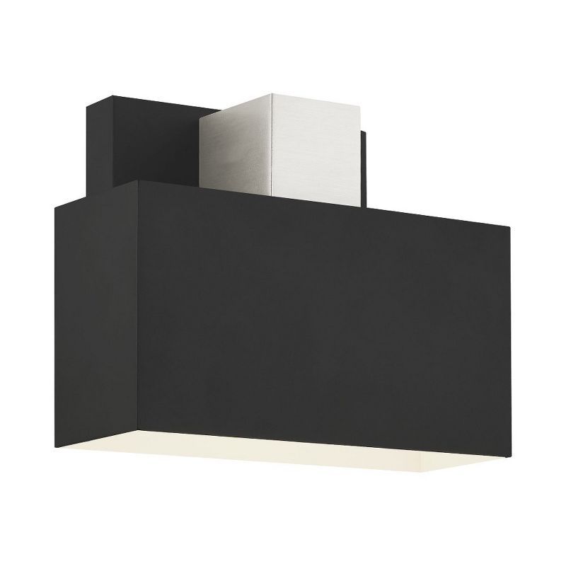 Sleek Lynx Black Outdoor ADA Wall Sconce with Brushed Nickel Accent