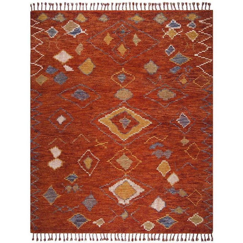 Hand-Knotted Artisan Red Wool 8' x 10' Rectangular Area Rug