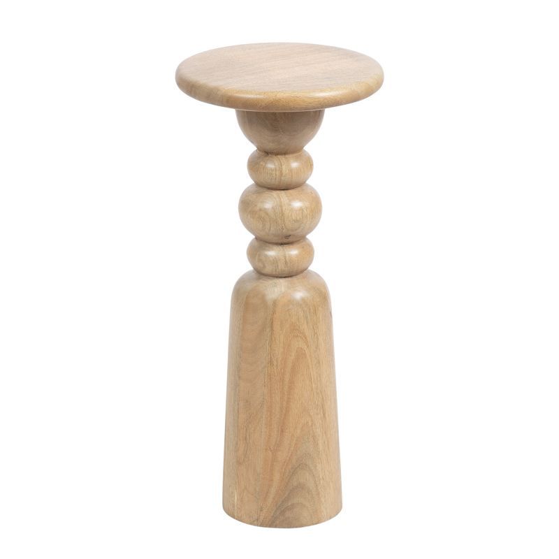 Natural Mango Wood Round Accent Table with Turned Base