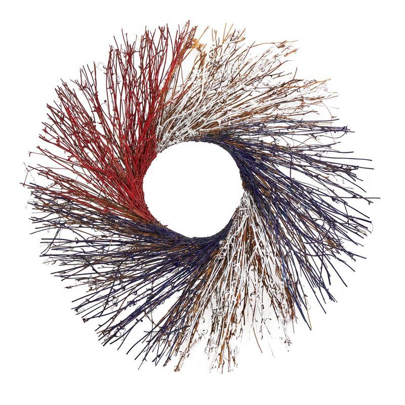 Patriotic 24'' Red, White, and Blue Artificial Twig Wreath