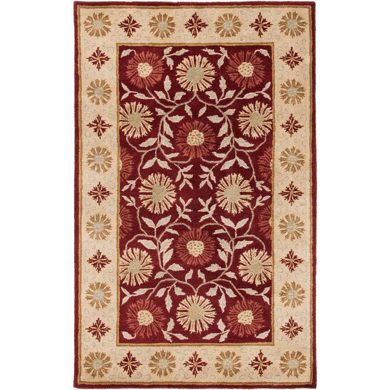 Heritage Red and Beige Hand-Tufted Wool Area Rug