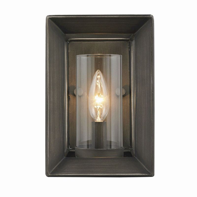 Modern Beveled Bronze Sconce with Dimmable Clear Glass Design