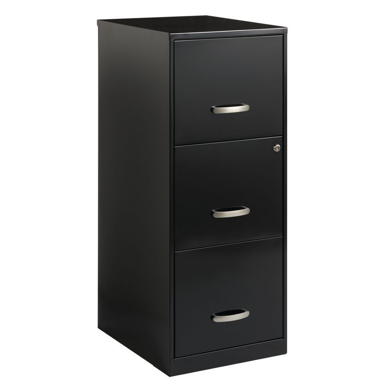 Black Vertical 3-Drawer Lockable Steel File Cabinet