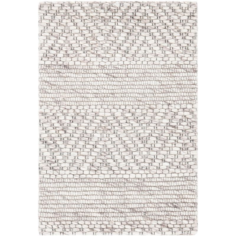 Beige and Light Grey Geometric Wool Synthetic Area Rug 3' x 5'