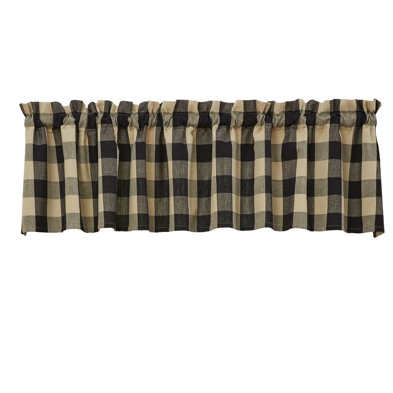 Black and Beige Plaid Rod Pocket Valance 14''L