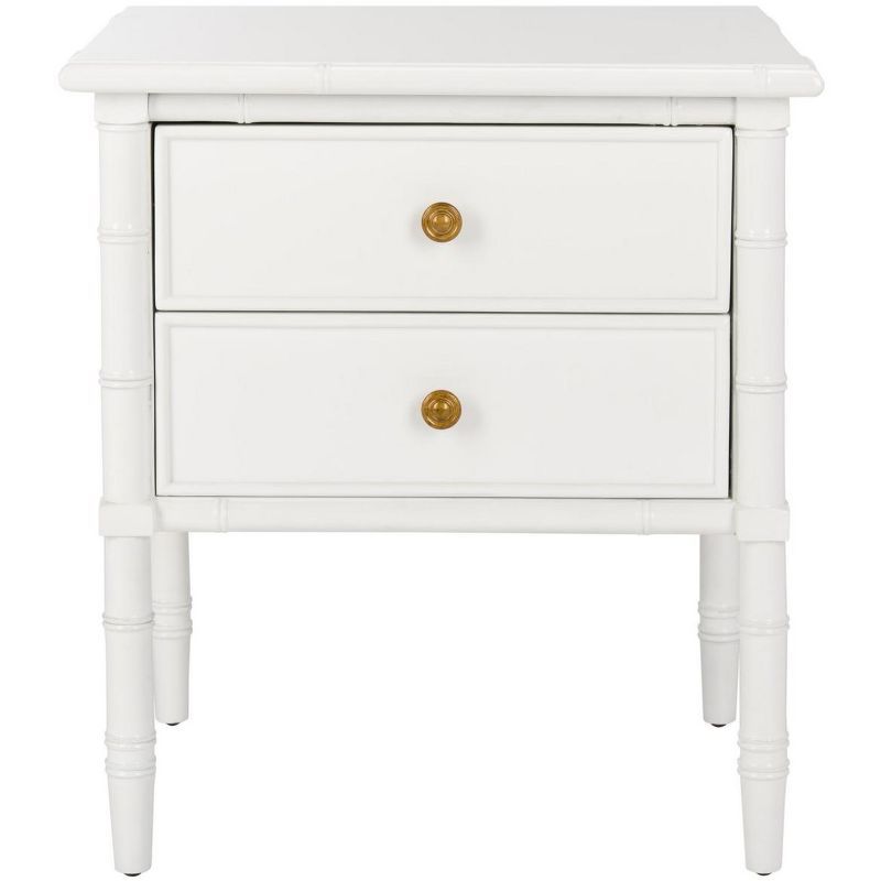 White Bamboo 2-Drawer 25" Transitional Nightstand