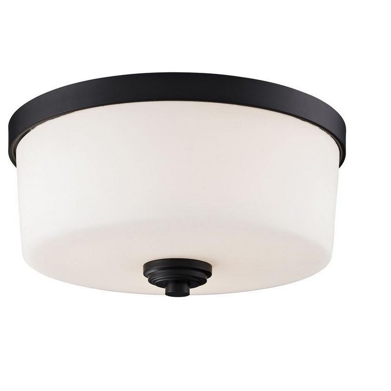 Arlington Matte Opal Shade 13.88" Bronze LED Flush Mount