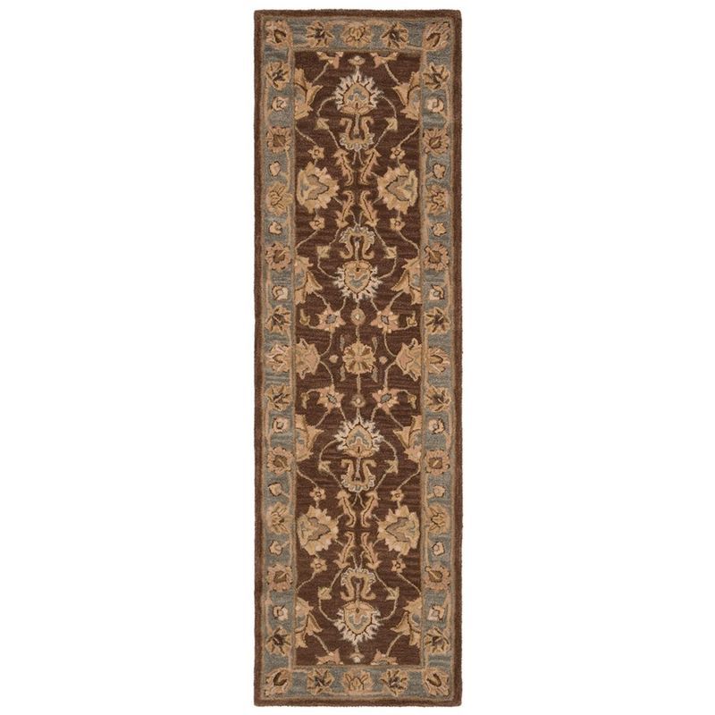 Heritage Brown and Blue Hand-Tufted Wool Runner Rug