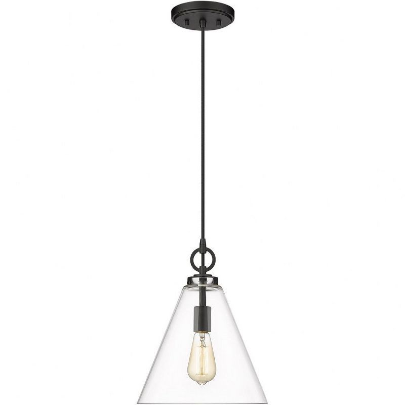 Harper Matte Black Glass Pendant Light with Conical Shade