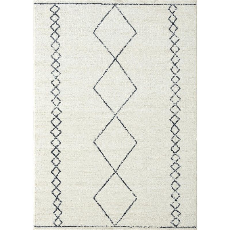 Cream Geometric Synthetic 8' x 10' Area Rug