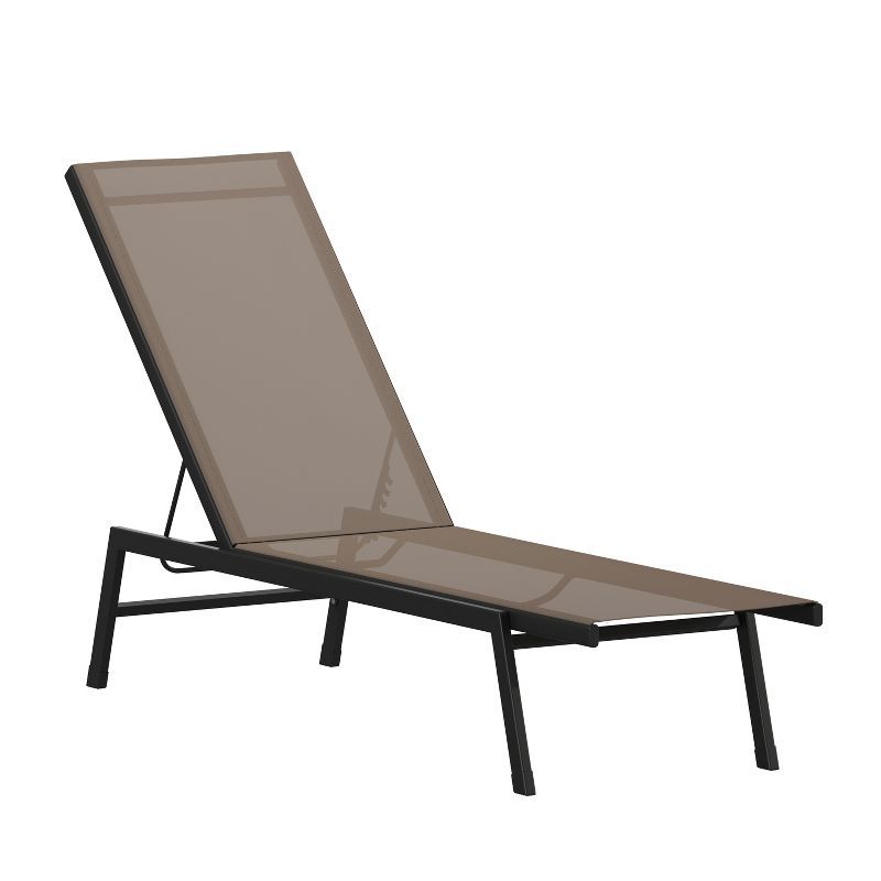 Brazos Adjustable Brown and Black Steel Outdoor Chaise Lounge Chair