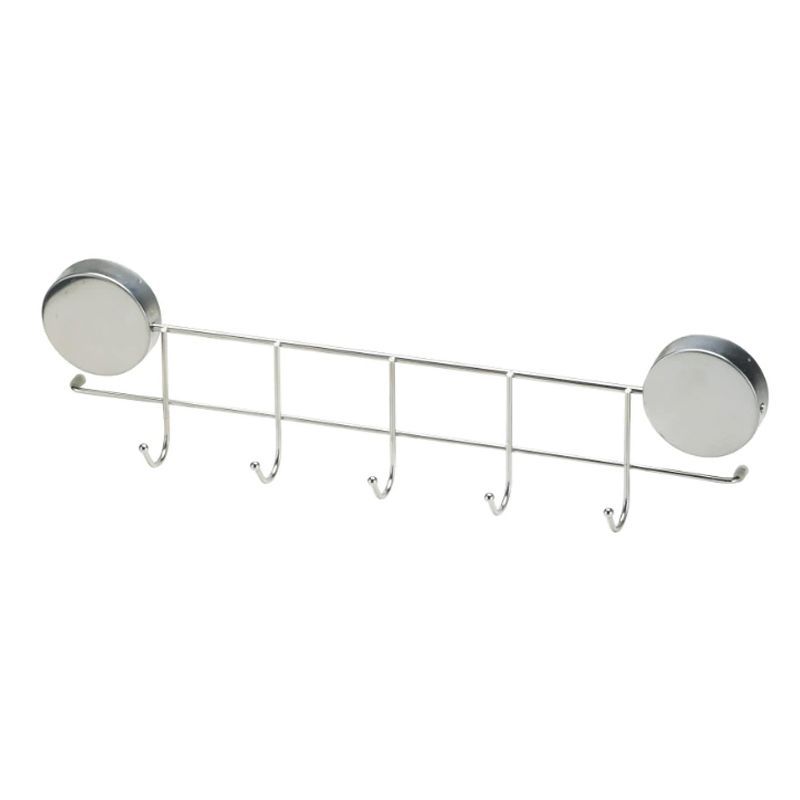 Stainless Steel Magnetic 5-Hook Key and Utensil Rack