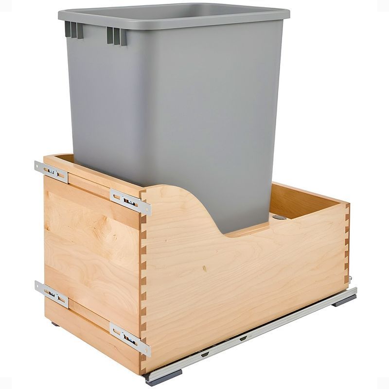 Gray Maple Pull-Out Kitchen Trash Can with Soft-Close Slides