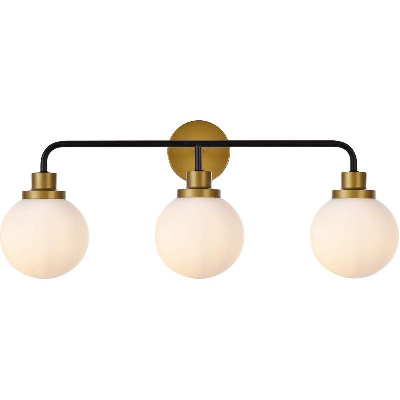 Hanson 3-Light Black and Brass Wall Sconce with Frosted Shade
