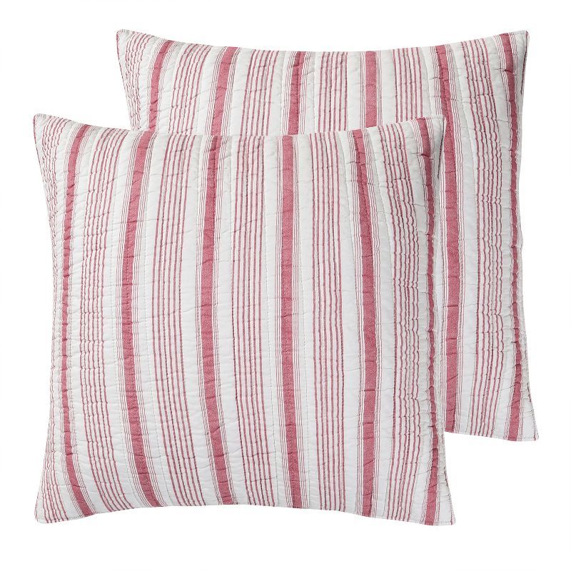 Camden Red and Cream Cotton Euro Sham Set