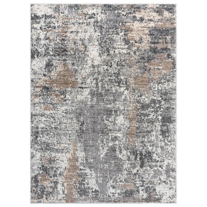 Luxe Weavers Gray Abstract 4x5 Stain-Resistant Area Rug